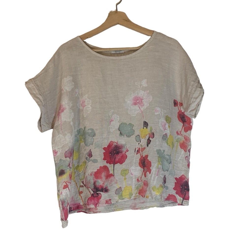 Lightweight Floral Italian linen top
